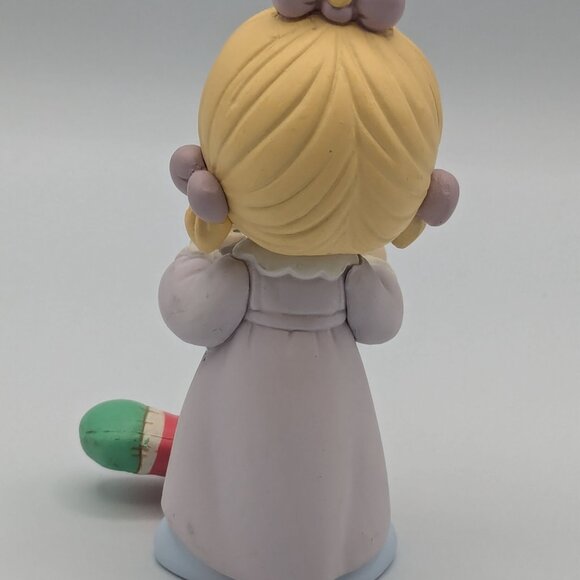 Precious Moments Girl Holding Stocking Figurine, 1995, Vintage - Picture 4 of 9